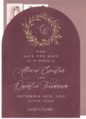 'Gold Wreath' Wedding Save the Date