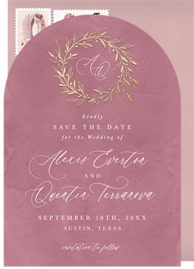 'Gold Wreath' Wedding Save the Date
