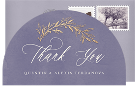 'Gold Wreath' Wedding Thank You Note