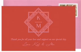 'Statement Art Deco' Wedding Thank You Note