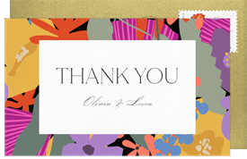 'Bold Tropical Florals' Wedding Thank You Note