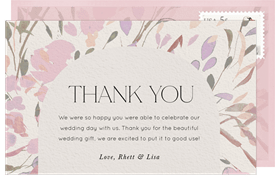 'Wispy Boho Florals' Wedding Thank You Note