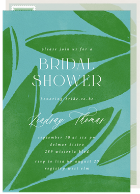 'Inked Tropical Leaves' Bridal Shower Invitation