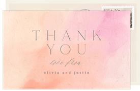 'Painterly Glow' Wedding Thank You Note