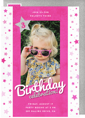 'Playful Pink' Kids Birthday Invitation