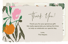 'Big Blossoms' Wedding Thank You Note
