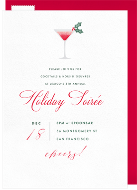 'Martini or Two' Business Holiday Party Invitation