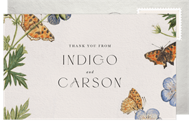 'Vintage Butterflies' Wedding Thank You Note