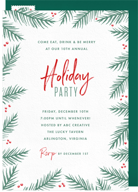 'Pine Frame' Business Holiday Party Invitation