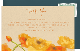 'Watercolor Ranunculus' Wedding Thank You Note