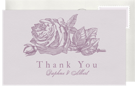 'Etched Vintage Rose' Wedding Thank You Note
