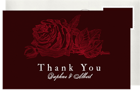 'Etched Vintage Rose' Wedding Thank You Note