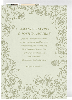'Letterpress Florals' Wedding Invitation