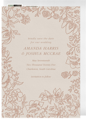 'Letterpress Florals' Wedding Save the Date