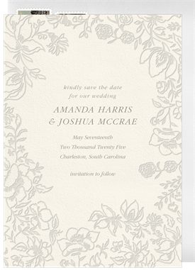 'Letterpress Florals' Wedding Save the Date