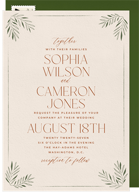 'Corner Leaves' Wedding Invitation