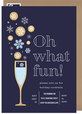 'Bubbly and Snow' Christmas Party Invitation