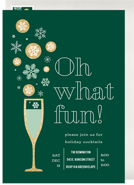 'Bubbly and Snow' Christmas Party Invitation