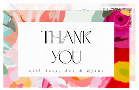 'Abstract Gouache Florals' Wedding Thank You Note