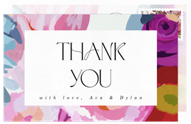 'Abstract Gouache Florals' Wedding Thank You Note