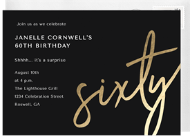 'Golden Sixty' Adult Birthday Invitation