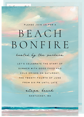 'Painterly Beach Scene' Entertaining Invitation