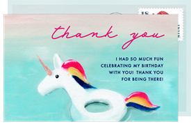'Unicorn Floaty' Pool Party Thank You Note