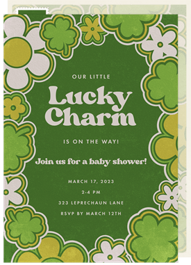 'Retro Clovers' Baby Shower Invitation