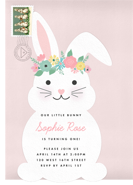 'Little Bunny' Kids Birthday Invitation