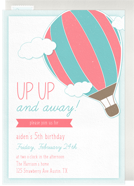 'Up In The Air' Kids Birthday Invitation