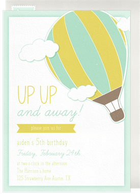 'Up In The Air' Kids Birthday Invitation