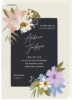 'Gouache Floral Theme' Wedding Invitation