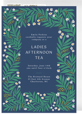 'Ornate Leafy Border' Tea Party Invitation