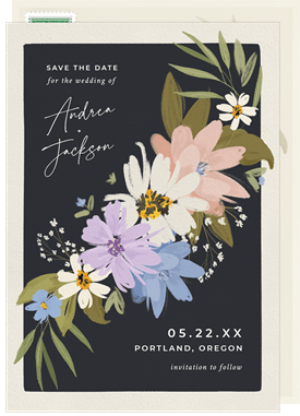'Gouache Floral Theme' Wedding Save the Date