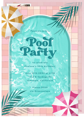 'Palm Springs Pool' Pool Party Invitation