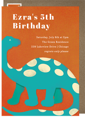 'Brontosaurus Pal' Kids Birthday Invitation