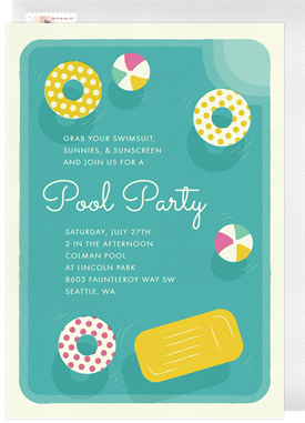 'Classic Pool Floaties' Pool Party Invitation