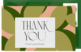 'Abstract Leaves' Bridal Shower Thank You Note