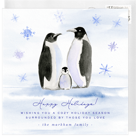 'Cozy Penguins' Holiday Greetings Card