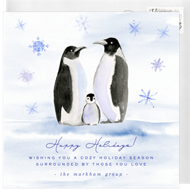 'Cozy Penguins' Business Holiday Greetings Card