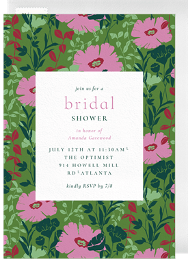 'Lush Floral Pattern' Bridal Shower Invitation