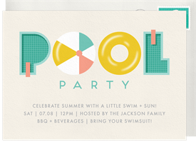 'Pool Party' Pool Party Invitation