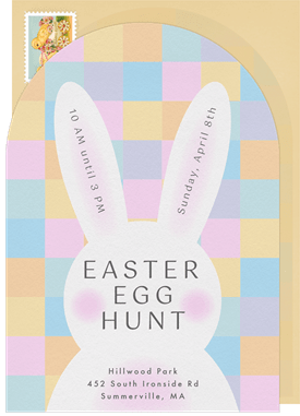 'Checkerboard Bunny' Easter Invitation