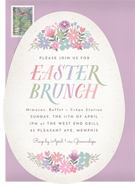 'Spring Floral Egg' Easter Invitation