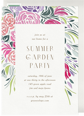 'Letterpressed Florals' Garden party Invitation
