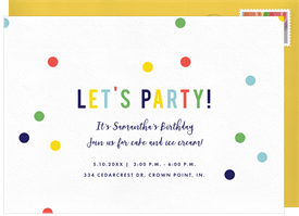 'Rainbow Confetti' Kids Birthday Invitation