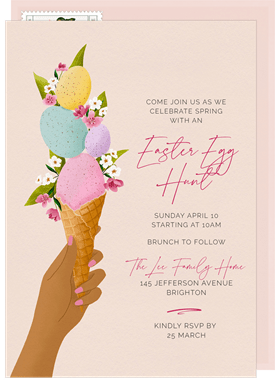 'Easter Egg Cone' Easter Invitation
