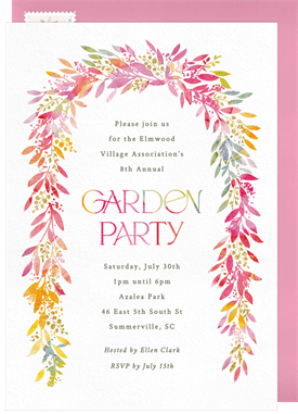 'Watercolor Botanical Arch' Garden party Invitation