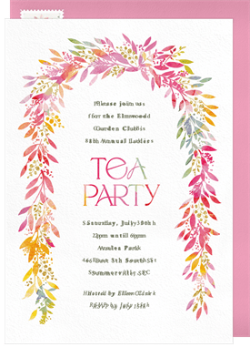'Watercolor Botanical Arch' Tea Party Invitation