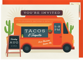 'Festive Food Truck' Adult Birthday Invitation